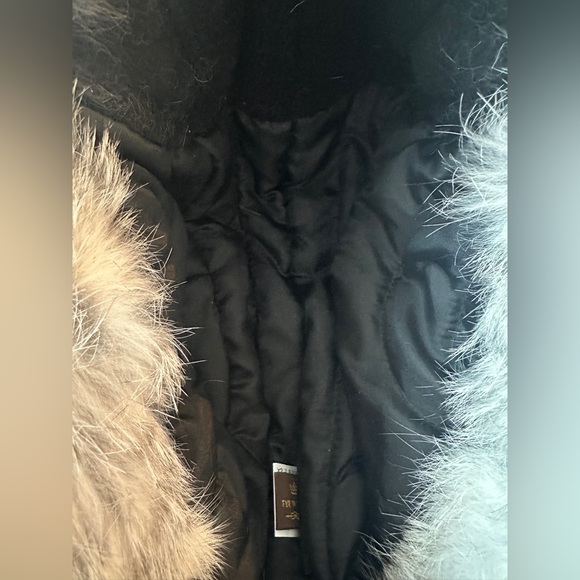 Winter Fur Real Rabbit Fur Wool Blend Buffalo Check Trapper Hat Black/Grey S/M - Picture 4 of 11